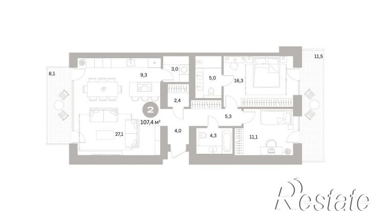 2-комн квартира в новом доме Плеханова, 22