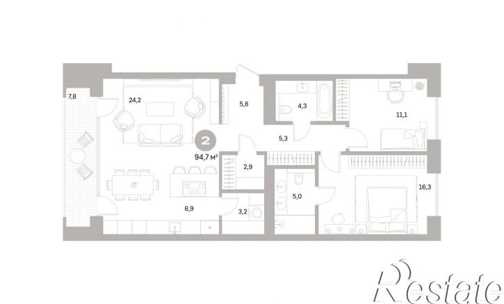 2-комн квартира в новом доме Плеханова, 22
