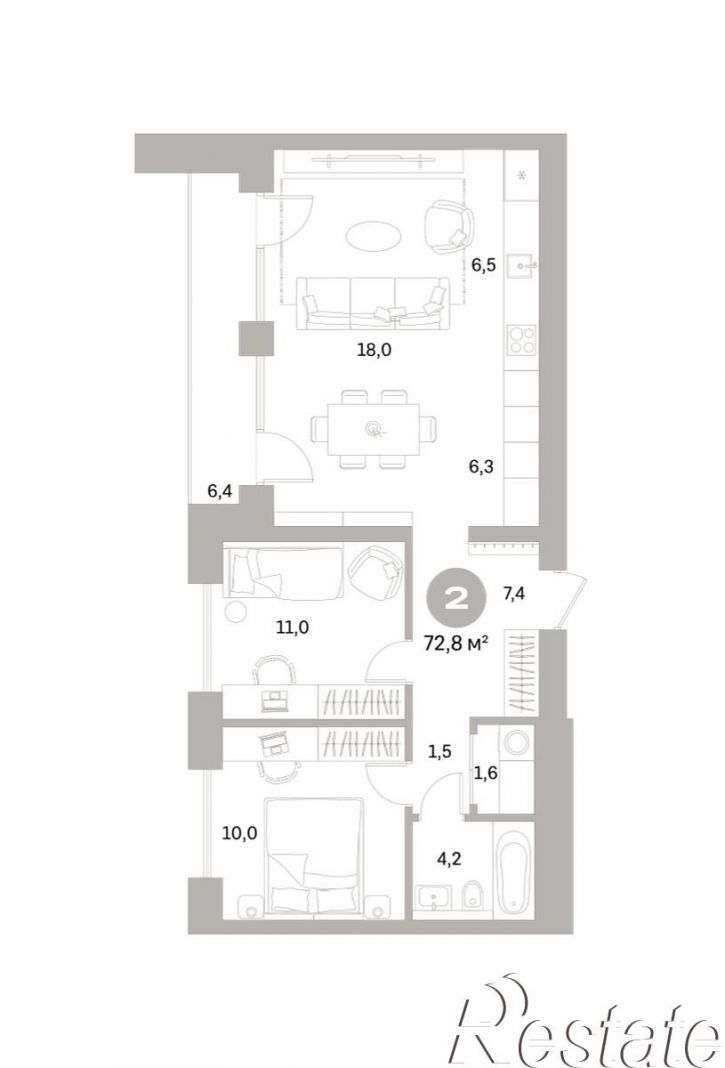 2-комн квартира в новом доме Плеханова, 22