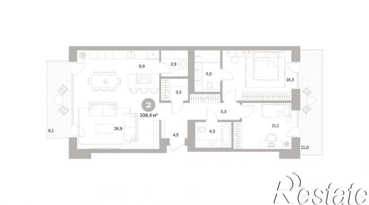 2-комн квартира в новом доме Плеханова, 22