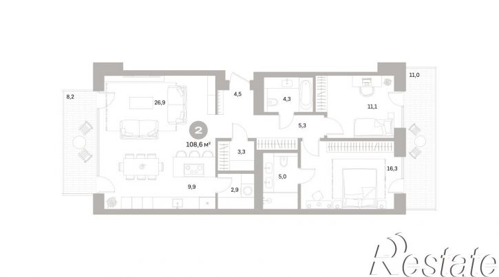 2-комн квартира в новом доме Плеханова, 22