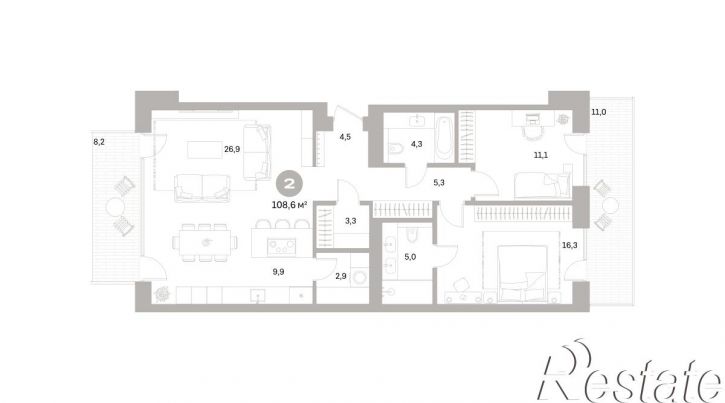 2-комн квартира в новом доме Плеханова, 22