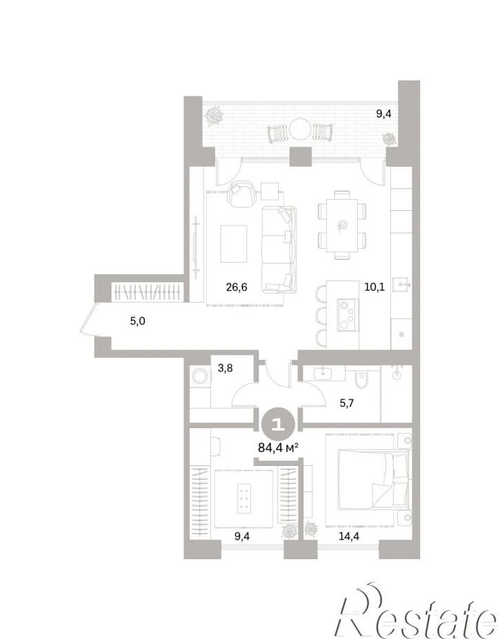 1-комн квартира в новом доме Плеханова, 22