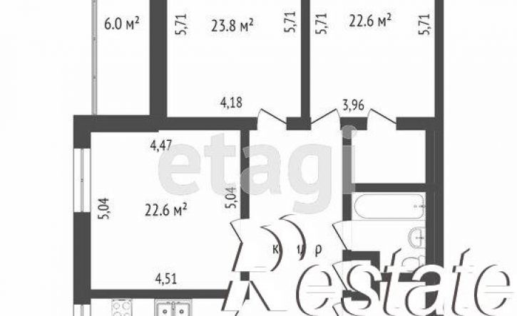 3-комн квартира улица Доватора, 24Б,  д. 24Б