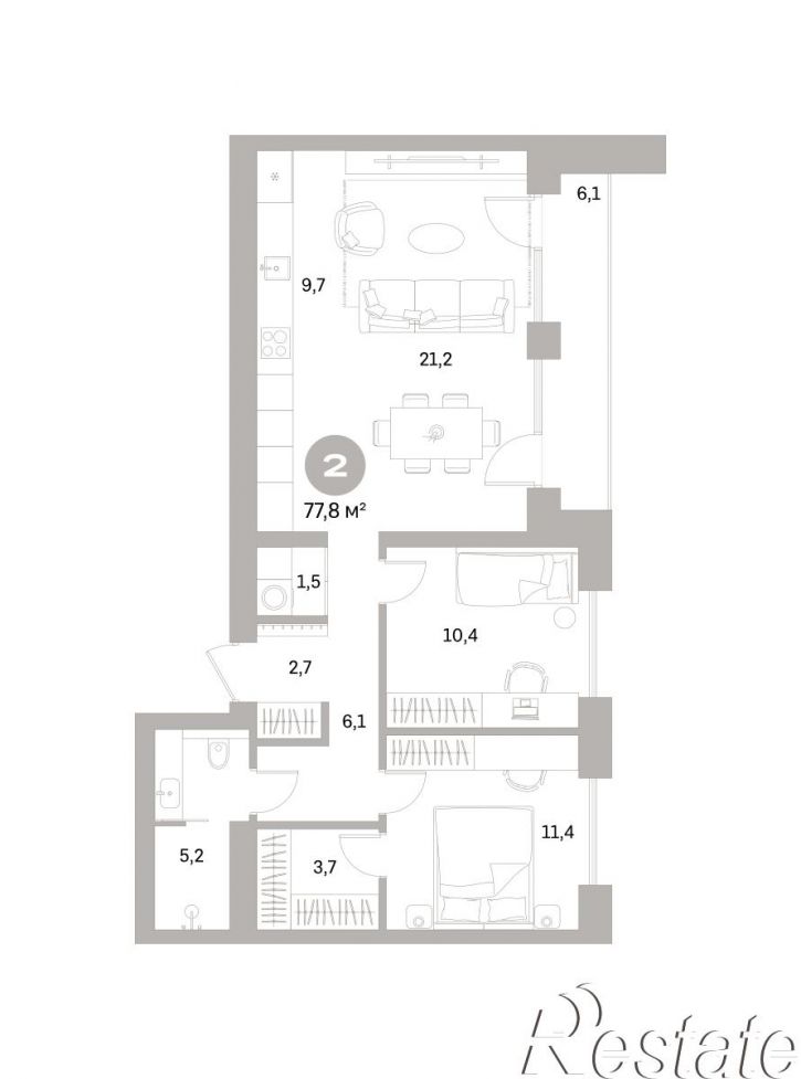 2-комн квартира в новом доме Плеханова, 22