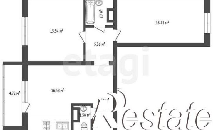 3-комн квартира улица Клайна, 8,  д. 8